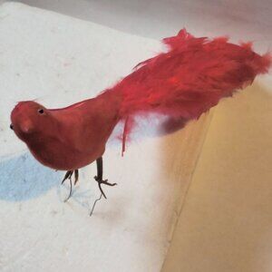 Red Feathered Bird of Paradise Figure Ornament Craft Pick